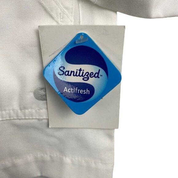 Carharrt Unisex White Logo Scrub Lab Coat Pockets Sanitized Actifresh US S - Picture 8 of 10